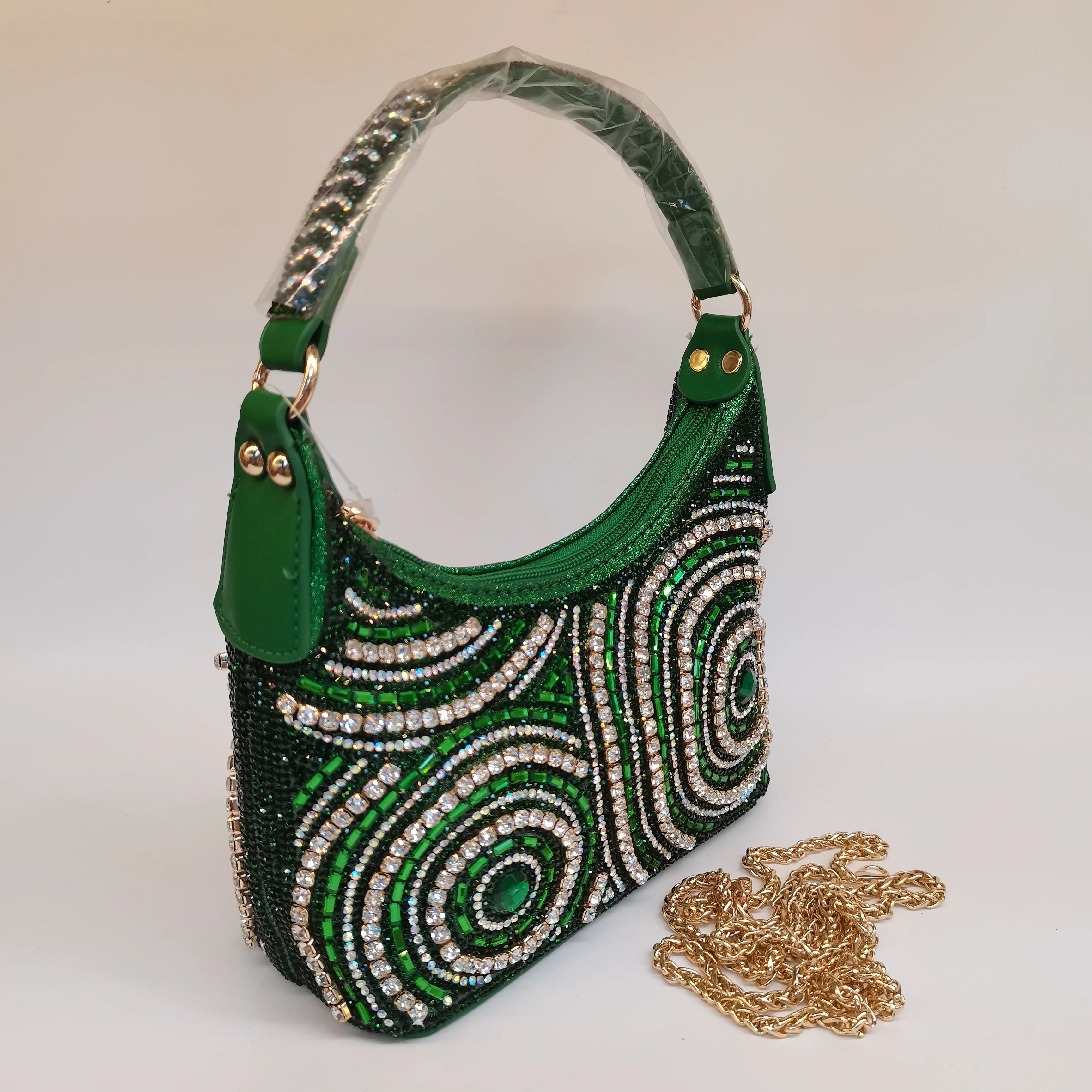 Hot Popular Women Rhinestone Evening Bag New Fashion Handbag Clutch Embellished Long Chain Bag Casual Bag F5-405-1