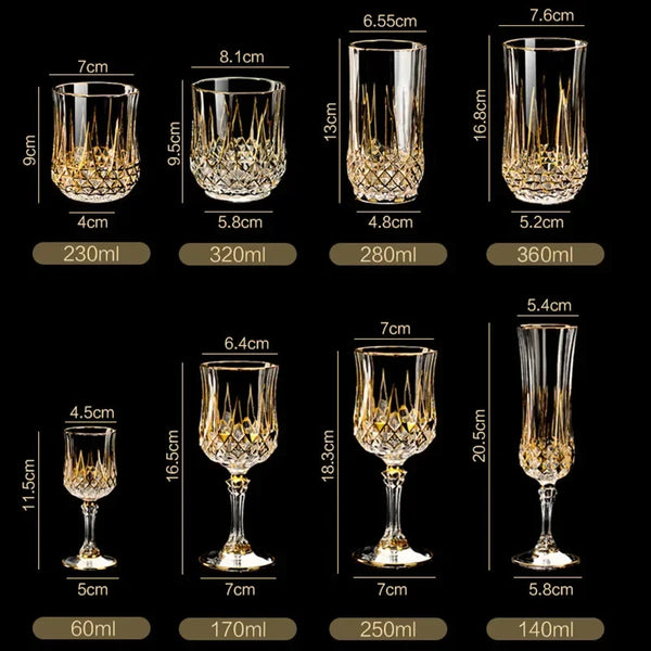 French imported luxury CDA whisky glass gold crystal red wine cup high-end wine cup gift box set