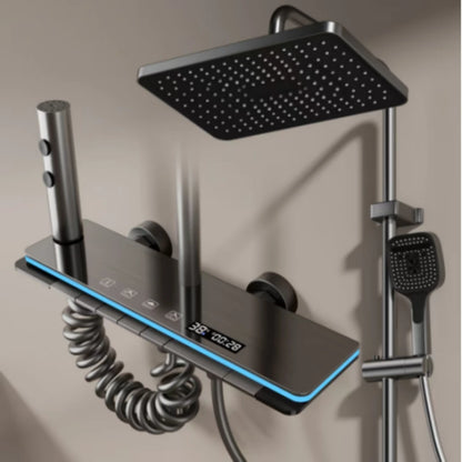 New Shower Set Four-Function Smart Digital Display Shower System Rainfall Pressurized Wall-mounted Piano Key Shower Faucet Set