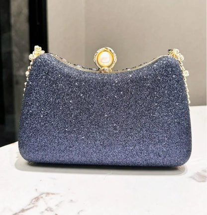 Fine Rhinestone Diamond Inlay Dinner Evening Bag Retro Luxury Gold Silver Blue Small Clutch For Women Wedding Party Shoulder Bag