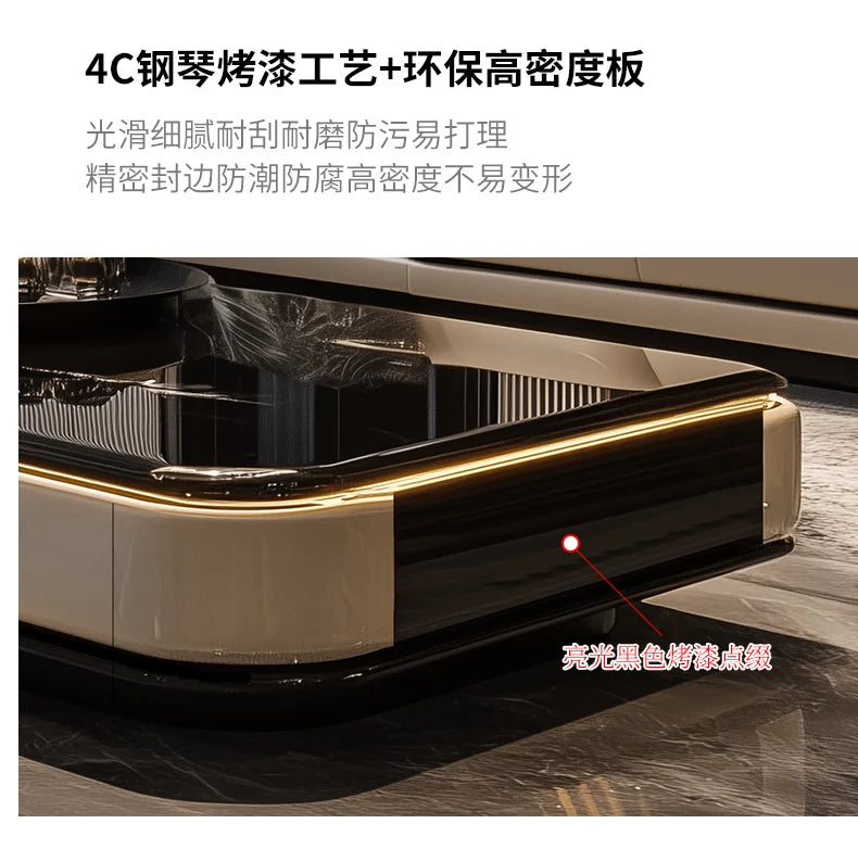 Modern Minimalist Home Slate Microcrystalline Stone Black Glass Table 1.5 Extended