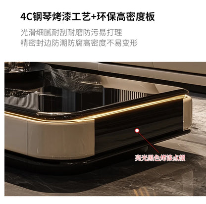 Modern Minimalist Home Slate Microcrystalline Stone Black Glass Table 1.5 Extended