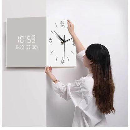 New Living Room Corner Clock Perpetual Calendar Electronic Wall Clock Modern Simple Double-sided Clocks Creative Corner Watch