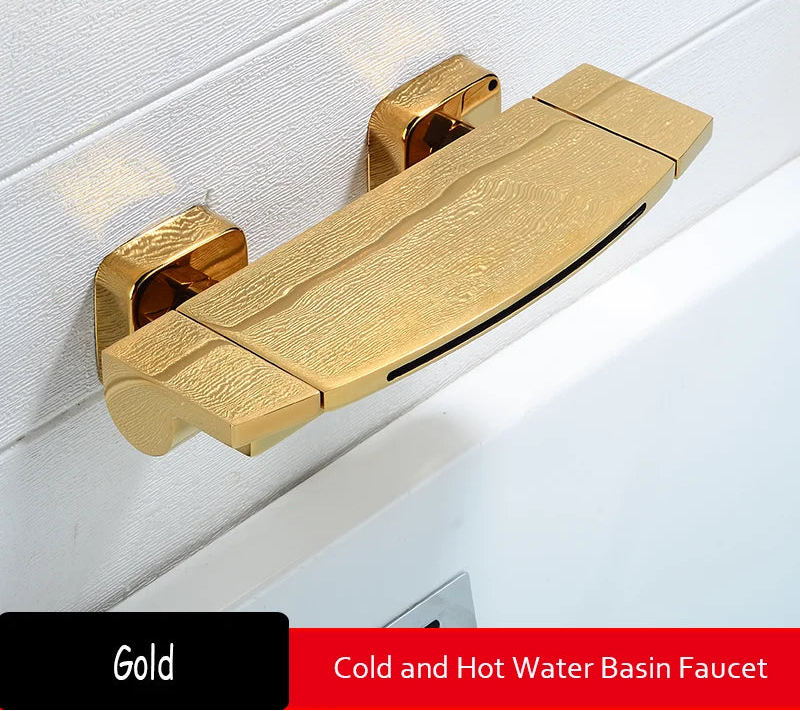 Black Bathroom Waterfall Tub Faucet Deck Mount Dual Handle Brass Bathtub Shower Faucet Mixer Tub Tap