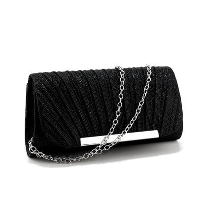 Metal Luxury Women Evening Bags Ruched Design Sequined Small Envelope Shaped Box Party Wedding Event Handbags Purse
