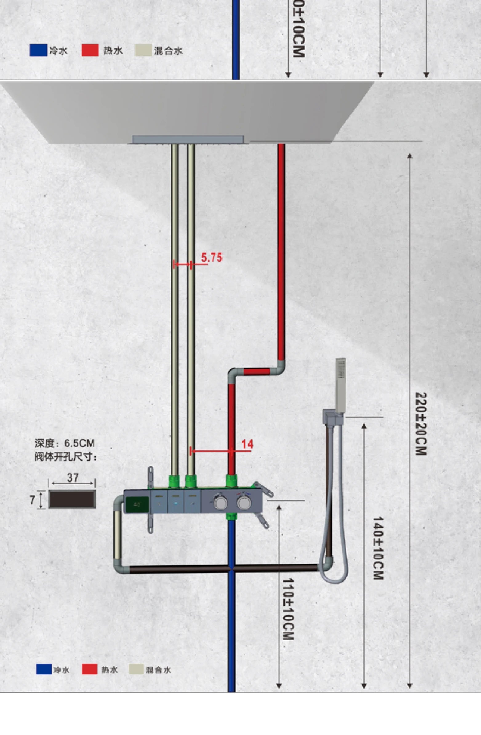 Intelligent digital display luxury white brass shower system with hidden design Dual control of hot &amp; cold Wall mounted faucet