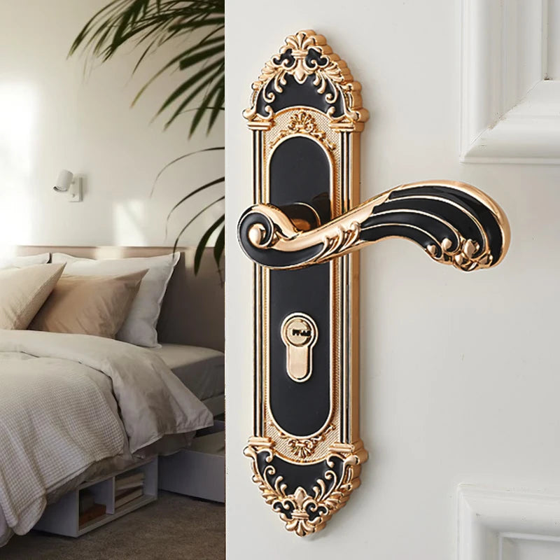 KA European Style Gold Door Locks with Keys Door Handle Ivory White Security Entrance Door Lock Mute Anti-theft Door Hardware