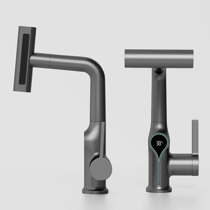 Waterfall Temperature Digital Display Basin Faucet Lift Up Down Stream Sprayer Hot Cold Water Sink Mixer Wash Tap For Bathroom