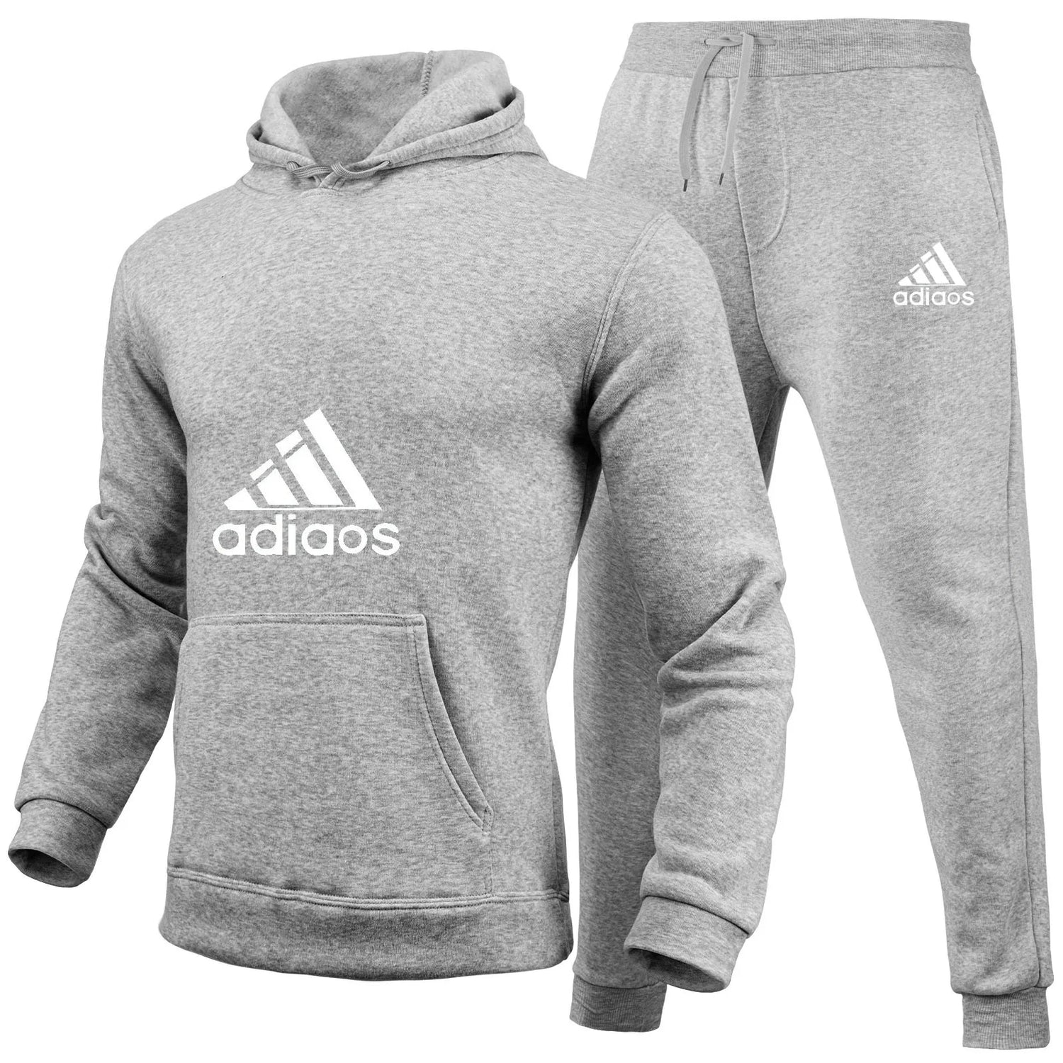 Stylish and trendy fitness jogging loose sportswear set of 2-piece pullover hoodie and long pants for men in autumn and winter