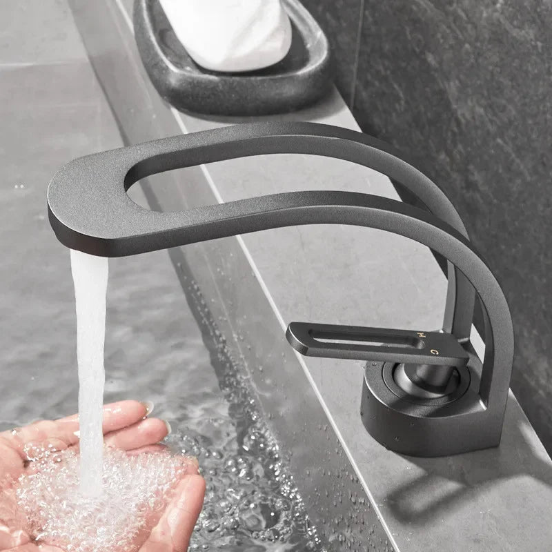 Bathroom Mixer Tap Black Grey White Gold Wash basin Faucet Single Handle Hot and Cold Lavotory Faucet