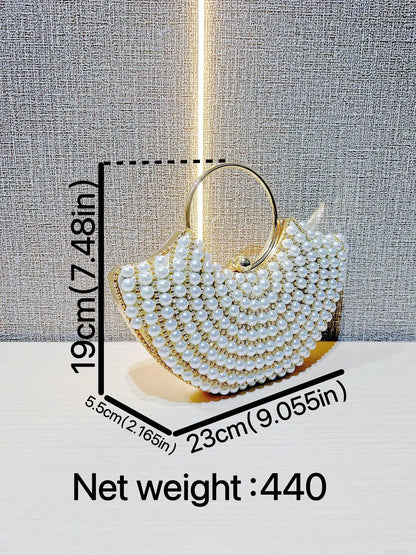 Luxurious Design Sparkling Banquet Clutch Bag Fashion Pearl inlay Wedding Handbag Lady Chain Shoulder Bag New Clutch Purse