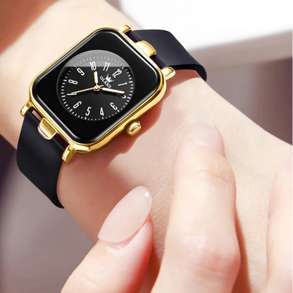 OLEVS square watch simple trendy silicone tape quartz watch women&