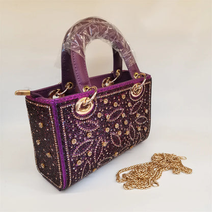Hot Popular Women Rhinestone Evening Bag New Fashion Handbag Clutch Embellished Long Chain Bag Casual Bag F5-405-1