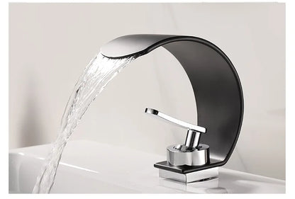 GEGVE Waterfall Washbasin Faucets Mixer Tap Sink Hot&amp;cold Water Hydrant Iron To Sink A Bathtub Bathroom Sink tap tap Black White