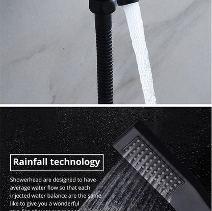 Luxury 16/20 Inch 400/500mm Rainfall Mist Spray LED Shower Head Set Constant Temperature Valve Mixer With Side Massage Jets