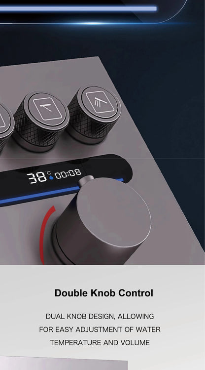 Luxury  gold LED digital display constant temperature shower system with hot&amp;cold water ceiling embedded bath Mixer