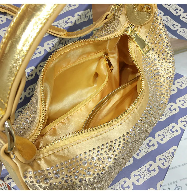 Women Shiny Evening Handbag Female delicate rhinestone shoulder bag dinner fashion luxury large capacity Tote bag gift for girls