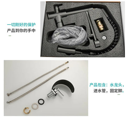 GEGVE Waterfall Washbasin Faucets Mixer Tap Sink Hot&amp;cold Water Hydrant Iron To Sink A Bathtub Bathroom Sink tap tap Black White