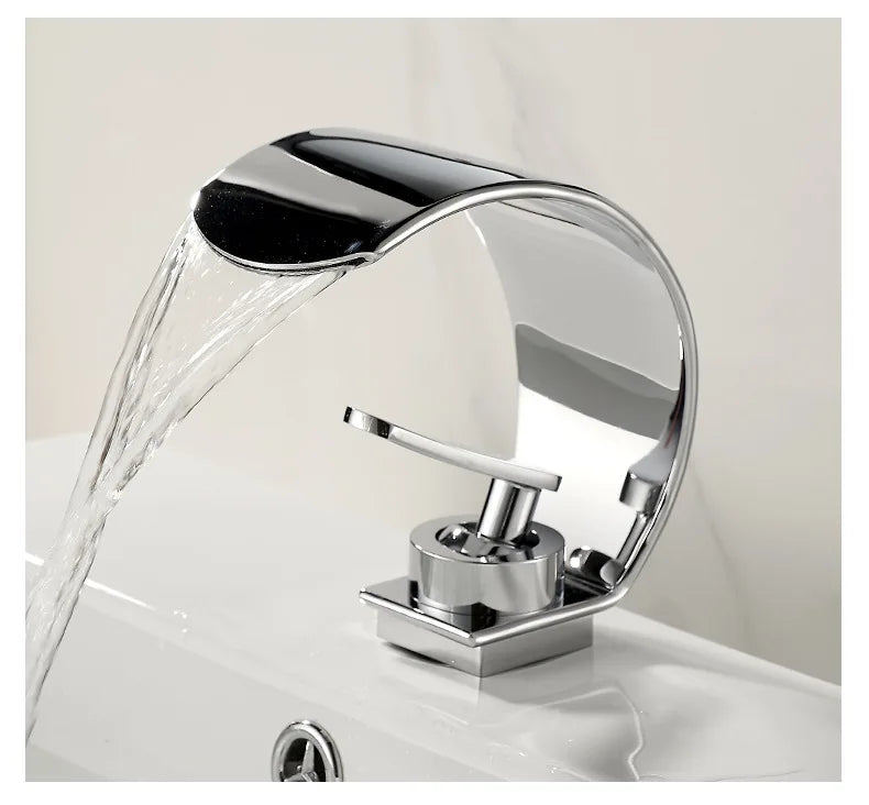GEGVE Waterfall Washbasin Faucets Mixer Tap Sink Hot&amp;cold Water Hydrant Iron To Sink A Bathtub Bathroom Sink tap tap Black White