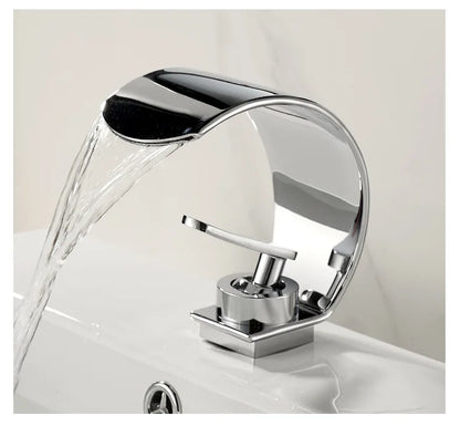 GEGVE Waterfall Washbasin Faucets Mixer Tap Sink Hot&amp;cold Water Hydrant Iron To Sink A Bathtub Bathroom Sink tap tap Black White