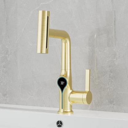 Waterfall Temperature Digital Display Basin Faucet Lift Up Down Stream Sprayer Hot Cold Water Sink Mixer Wash Tap For Bathroom