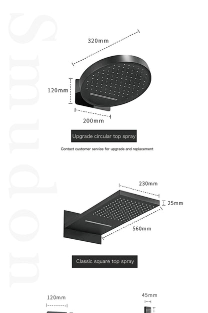 Luxury black shower system with wall mounted design LED digital display for dual control of hot &amp; cold Simple bathroom Tap