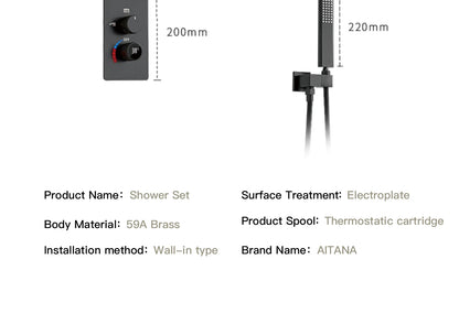 Luxury black shower system with wall mounted design LED digital display for dual control of hot &amp; cold Simple bathroom Tap