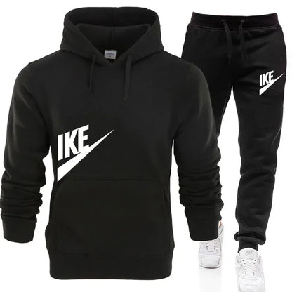 New hooded sports hoodie + 2 sets of sweatpants, fashion printed autumn and winter men&