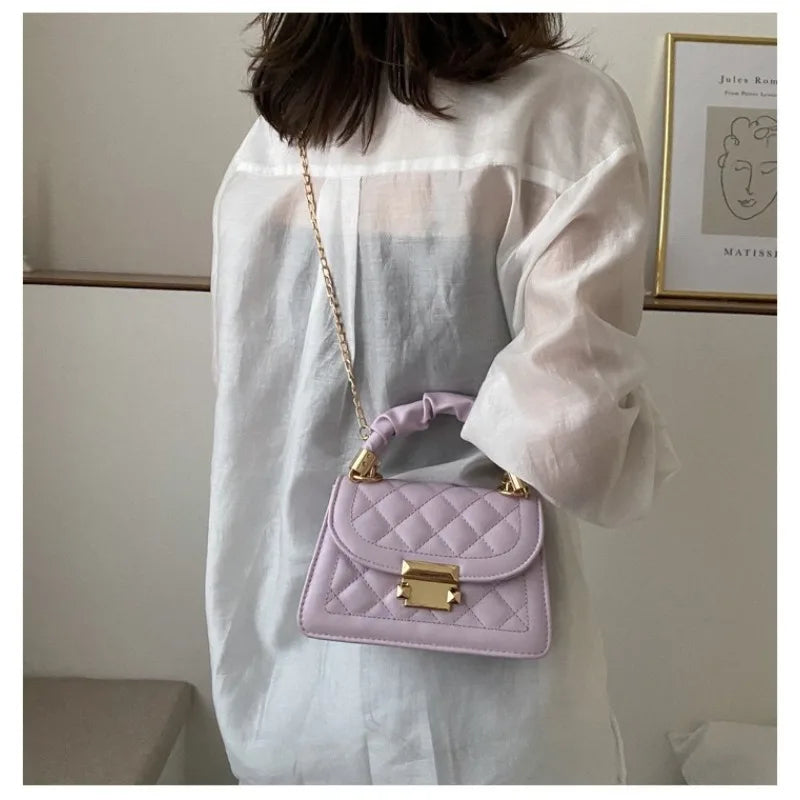 Grid pattern tote bag women&