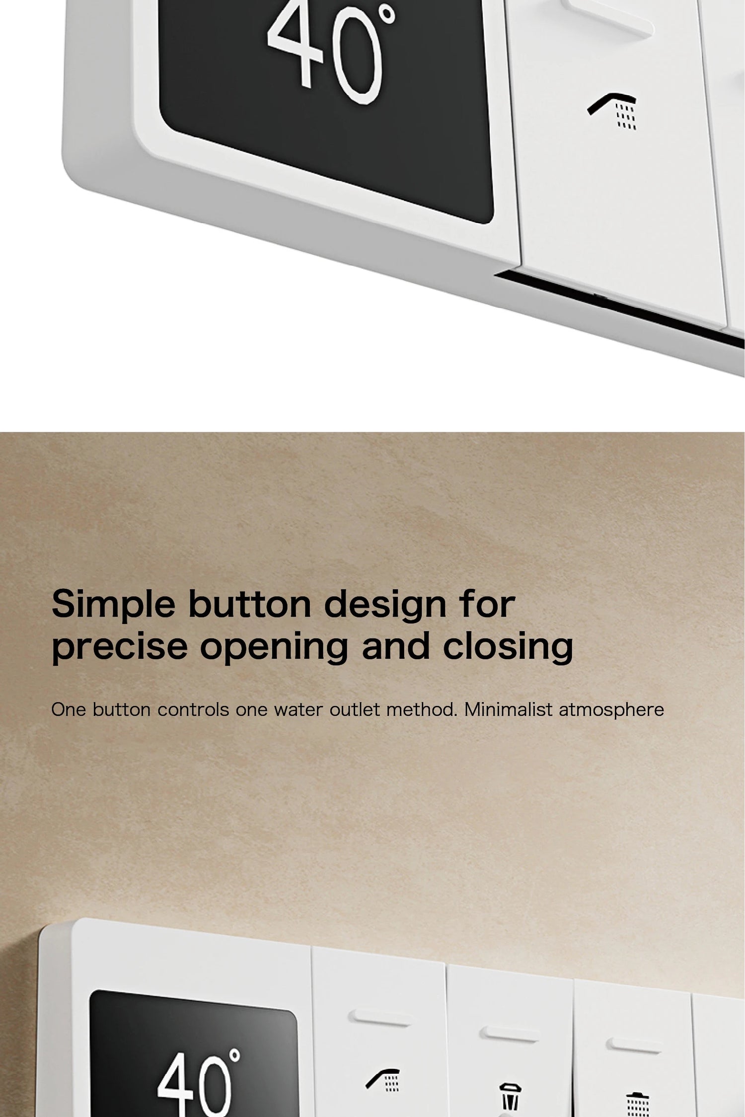 Intelligent digital display luxury white brass shower system with hidden design Dual control of hot &amp; cold Wall mounted faucet