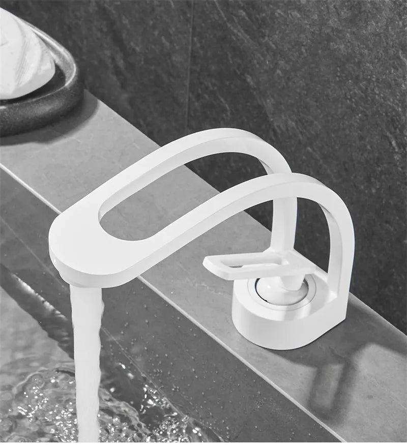 Bathroom Mixer Tap Black Grey White Gold Wash basin Faucet Single Handle Hot and Cold Lavotory Faucet