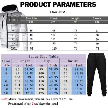 Autumn Winter Mens Tracksuit Jogging Sweatpants 2 Piece Set Sport Zipper Jacket+Running Trousers Suit Casual Printing Clothing