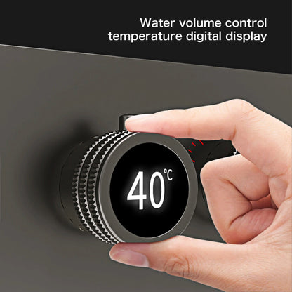 Luxury gun gray brass shower system with ceiling design Hidden LED digital display Dual control of Hot &amp; Cold  bathroom Faucet
