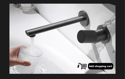Luxury gun gray brass shower system with ceiling design Hidden LED digital display Dual control of Hot &amp; Cold  bathroom Faucet