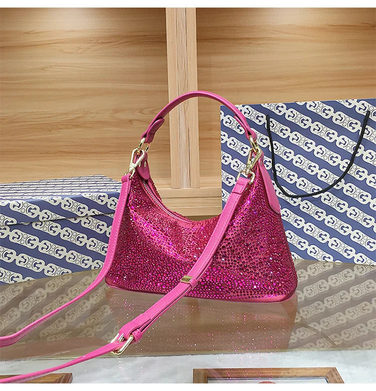 Women Shiny Evening Handbag Female delicate rhinestone shoulder bag dinner fashion luxury large capacity Tote bag gift for girls