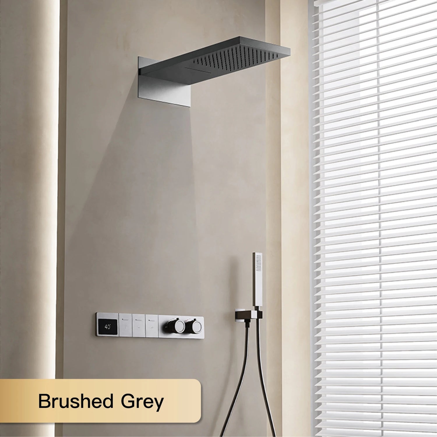 Intelligent digital display luxury white brass shower system with hidden design Dual control of hot &amp; cold Wall mounted faucet