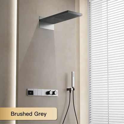 Intelligent digital display luxury white brass shower system with hidden design Dual control of hot &amp; cold Wall mounted faucet