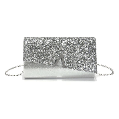 V Design Metal Chain Glamorous Design Evening Bags Envelope Shaped Sequins Handbags For Prom Dinner Wedding Banquet Purse