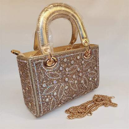 Hot Popular Women Rhinestone Evening Bag New Fashion Handbag Clutch Embellished Long Chain Bag Casual Bag F5-405-1