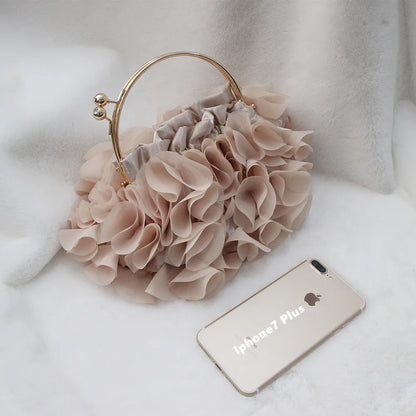 Luxury Satin Floral Bride Party Evening Clutch Bag Women Wedding Purses and Handbags Small Shoulder Chain Bag Designer Bag Gift