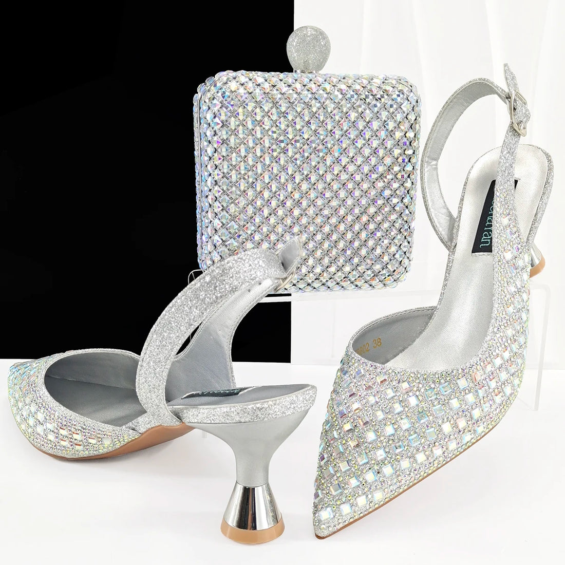 doershow Charming Shoes And Bag Matching Set With silver Hot Selling Women Italian Shoes And Bag Set For Party Wedding! SQ1-1