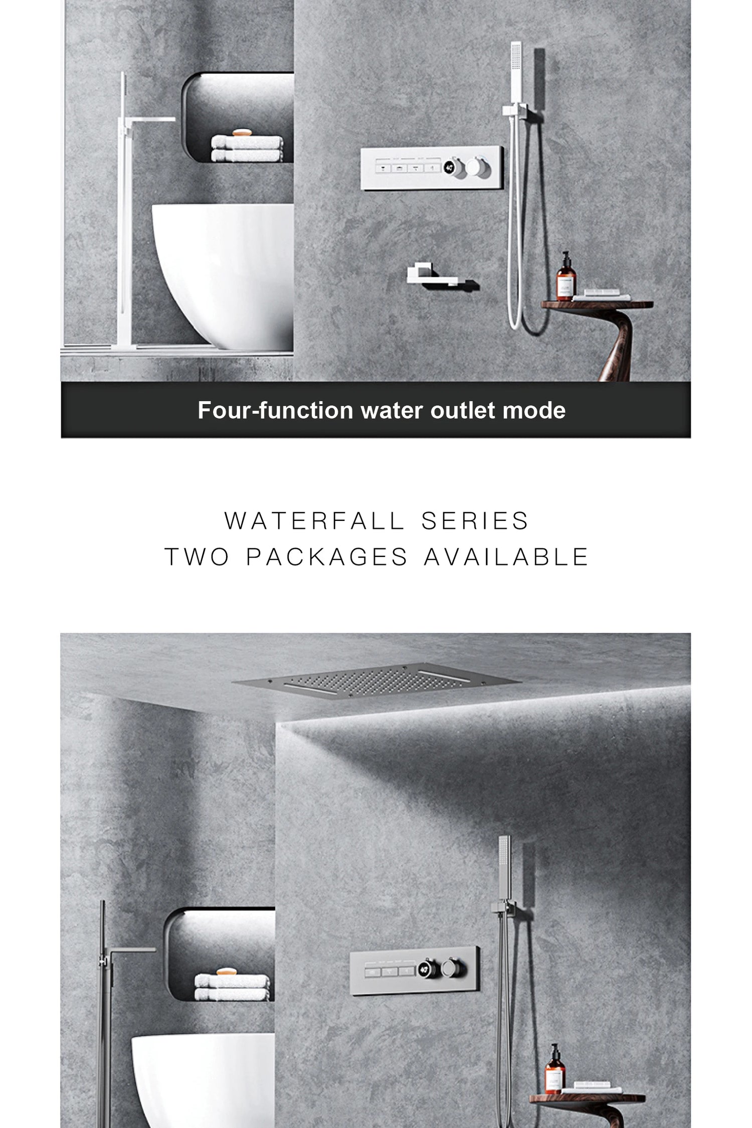 Luxury  black brass shower system wall-mounted LED digital display design Cold &amp; hot dual-control 4-function ceiling shower Tap