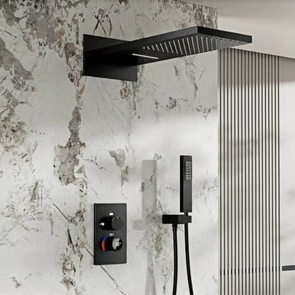 Luxury black shower system with wall mounted design LED digital display for dual control of hot &amp; cold Simple bathroom Tap