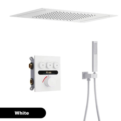 Luxury  gold LED digital display constant temperature shower system with hot&amp;cold water ceiling embedded bath Mixer