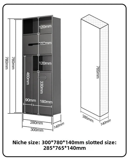 Stainless Steel Niche Bathroom Metal Embedded Trash Can Cabinet Finished Toilet Side Tissue Storage Rack