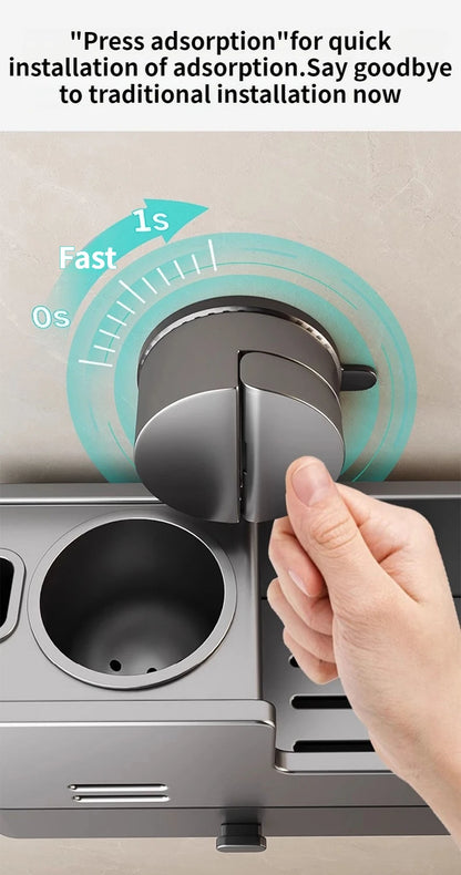 Wall-Mounted Bathroom Storage Rack With Suction Cup Toilet Brush No Drilling Required - New Toilet Brush For Spotless Cleaning