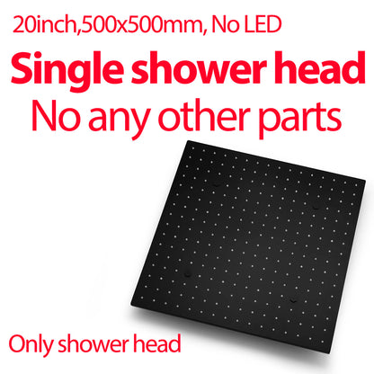 Luxury 16/20 Inch 400/500mm Rainfall Mist Spray LED Shower Head Set Constant Temperature Valve Mixer With Side Massage Jets