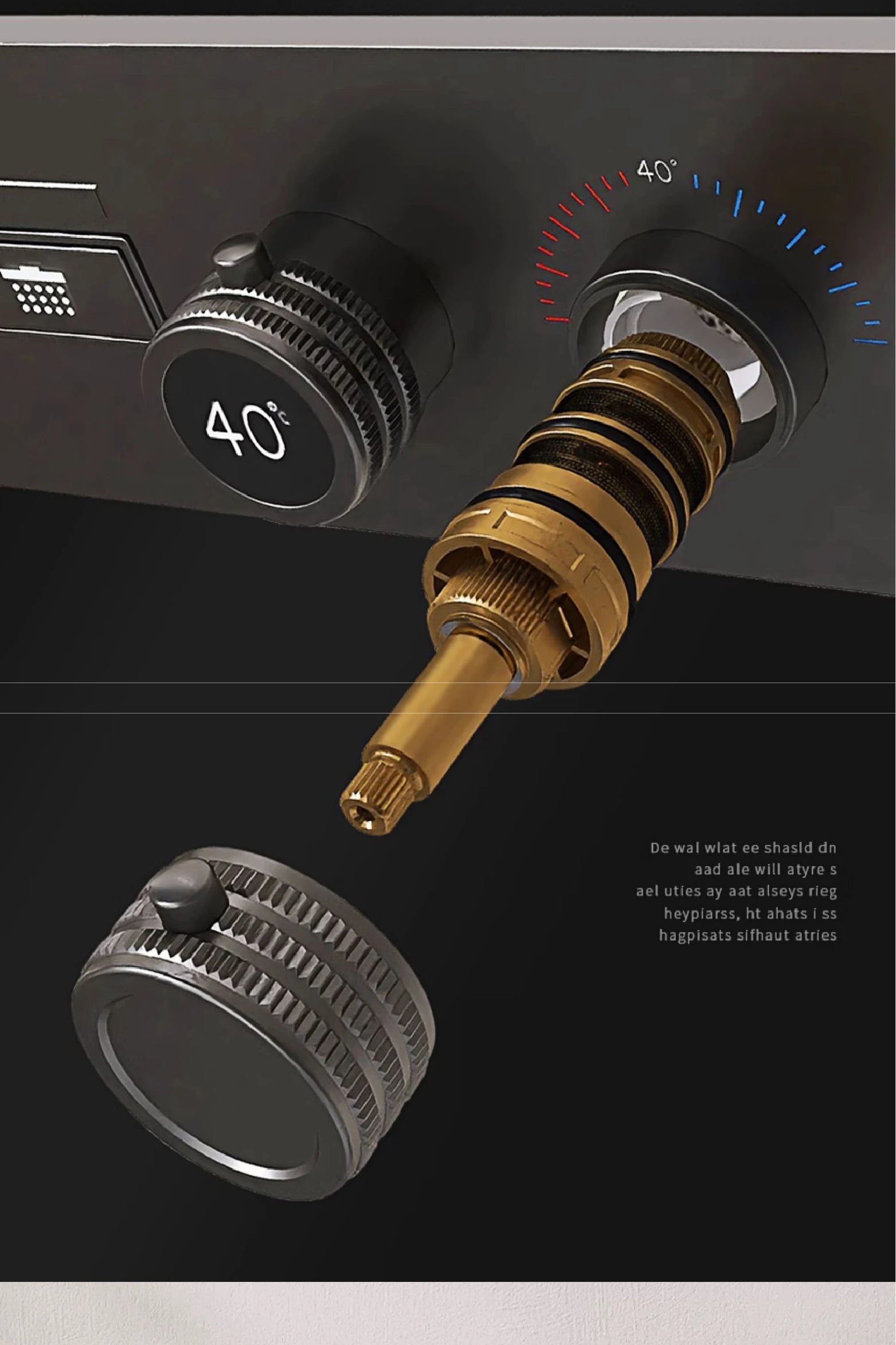 Luxury gun gray brass shower system with ceiling design Hidden LED digital display Dual control of Hot &amp; Cold  bathroom Faucet