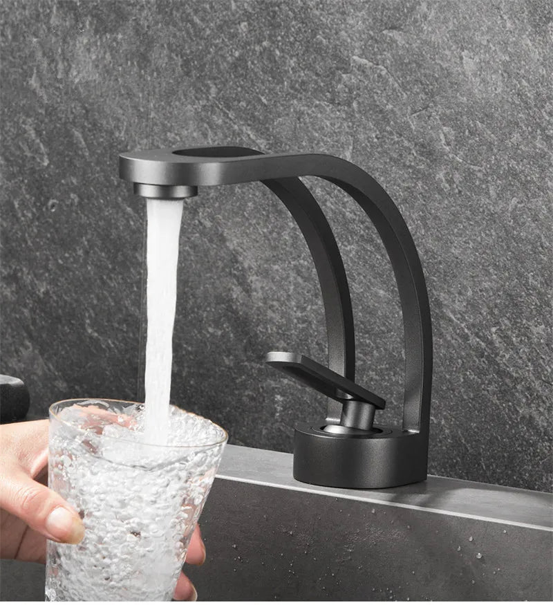 Bathroom Mixer Tap Black Grey White Gold Wash basin Faucet Single Handle Hot and Cold Lavotory Faucet