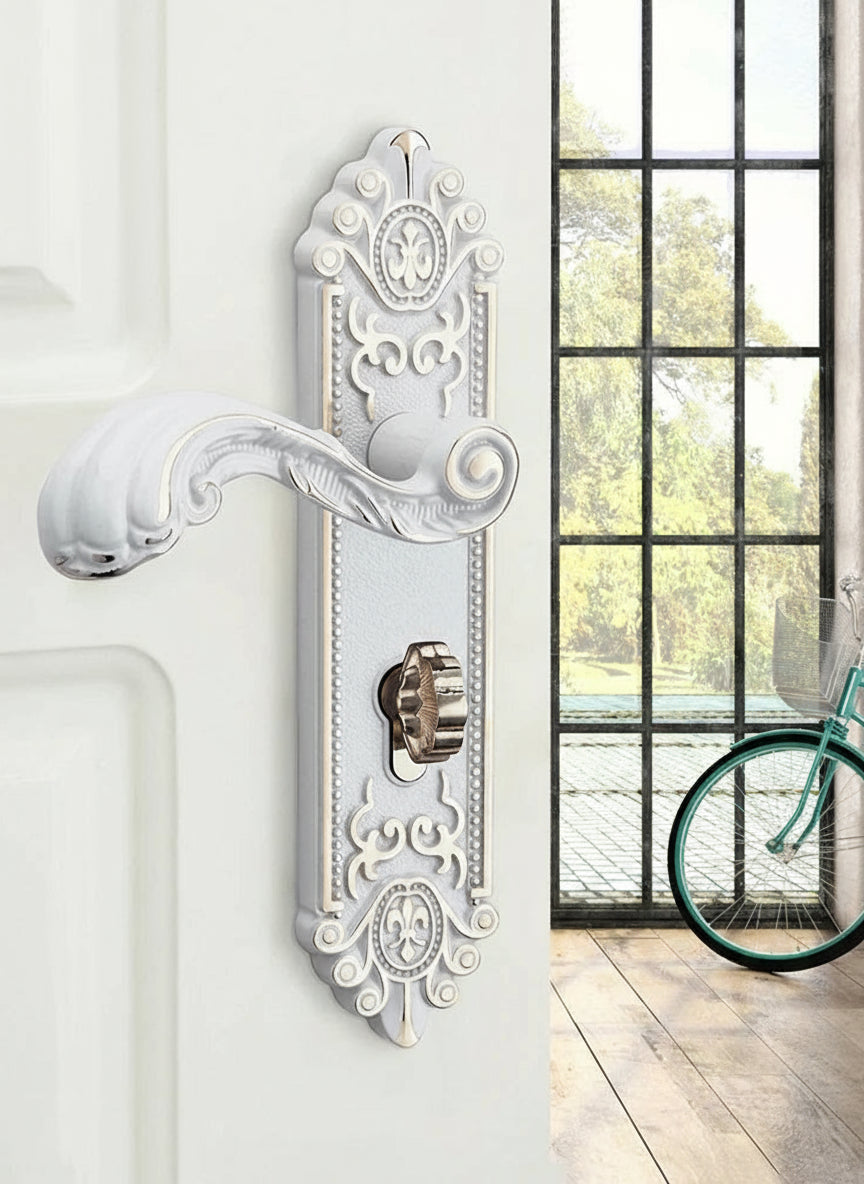 KA European Style Gold Door Locks with Keys Door Handle Ivory White Security Entrance Door Lock Mute Anti-theft Door Hardware